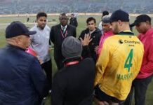 પહેલી વાર ટી ૨૦ આંતરરાષ્ટ્રીય મેચ ભારે ધુમ્મસના કારણે રદ કરવાની ફરજ પડી